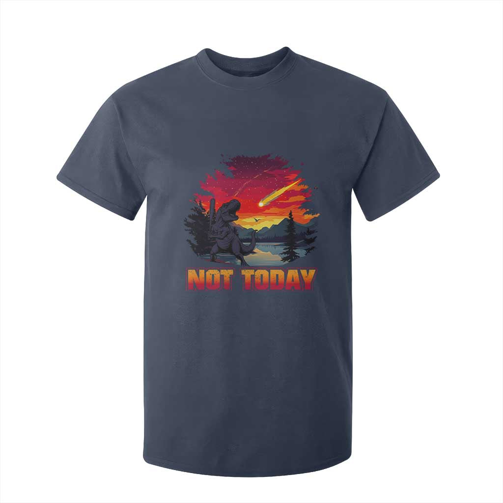 Funny Dinosaur Baseball Meteorite T Shirt For Kid Not Today TS12 Navy Print Your Wear