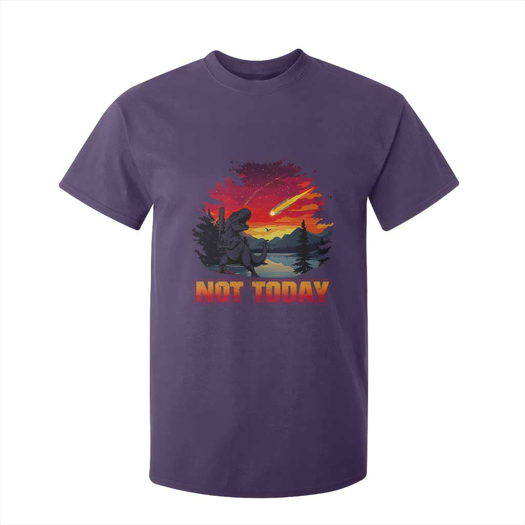 Funny Dinosaur Baseball Meteorite T Shirt For Kid Not Today TS12 Purple Print Your Wear