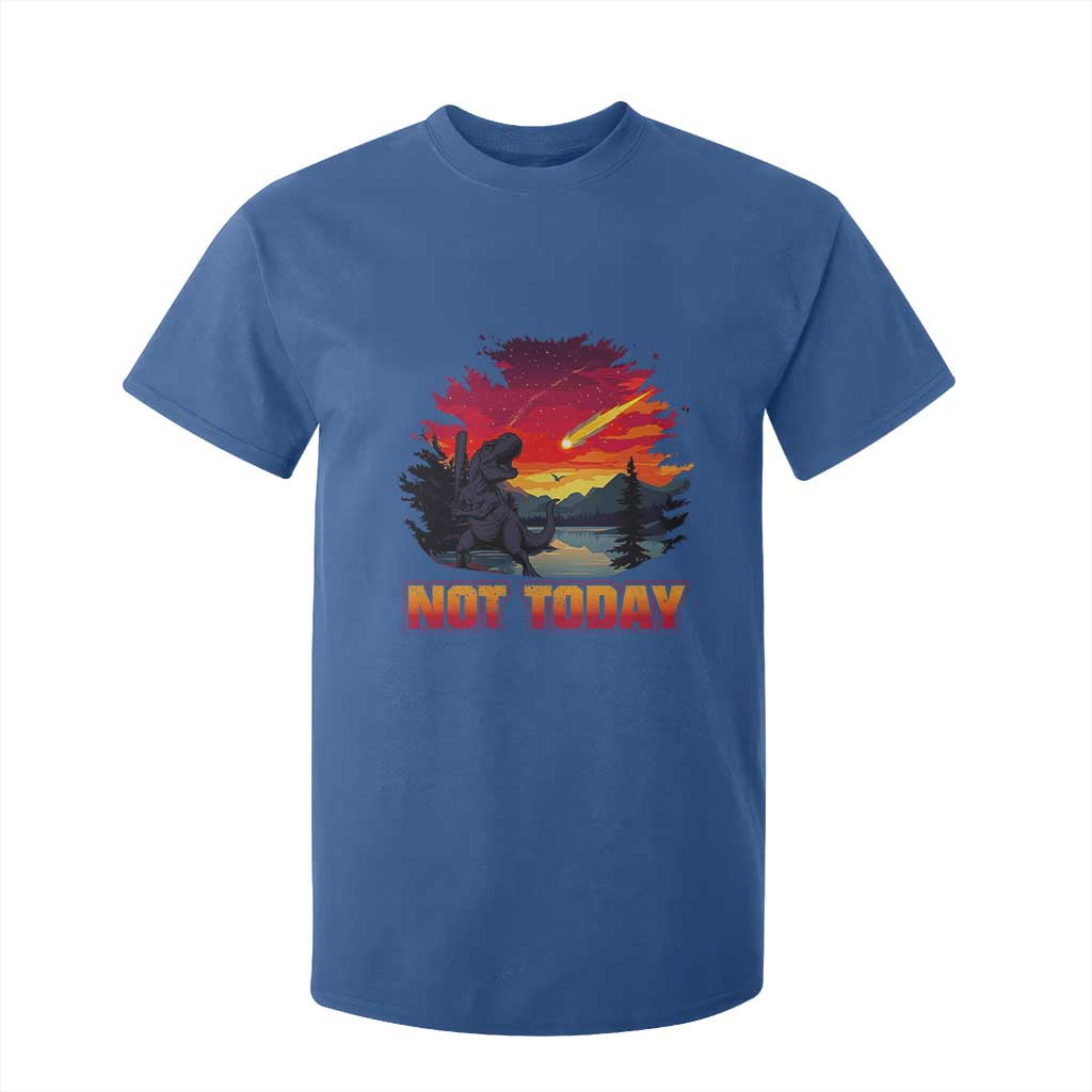 Funny Dinosaur Baseball Meteorite T Shirt For Kid Not Today TS12 Royal Blue Print Your Wear