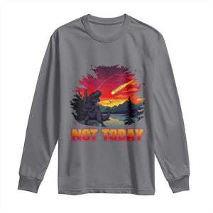 Funny Dinosaur Baseball Meteorite Long Sleeve Shirt Not Today TS12 Charcoal Print Your Wear