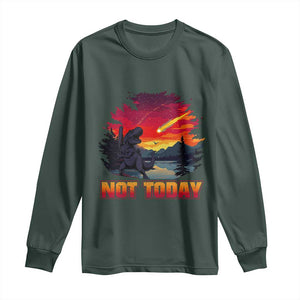 Funny Dinosaur Baseball Meteorite Long Sleeve Shirt Not Today TS12 Dark Forest Green Print Your Wear