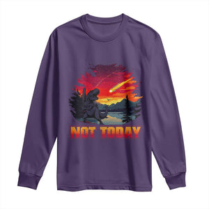 Funny Dinosaur Baseball Meteorite Long Sleeve Shirt Not Today TS12 Purple Print Your Wear