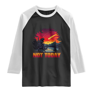 Funny Dinosaur Baseball Meteorite Raglan Shirt Not Today TS12 Black White Print Your Wear