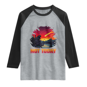 Funny Dinosaur Baseball Meteorite Raglan Shirt Not Today TS12 Heather Gray Black Print Your Wear
