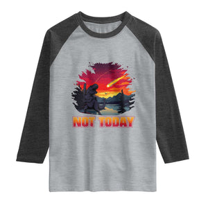 Funny Dinosaur Baseball Meteorite Raglan Shirt Not Today TS12 Heather Gray Heather Charcoal Print Your Wear