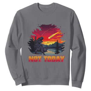 Funny Dinosaur Baseball Meteorite Sweatshirt Not Today TS12 Charcoal Print Your Wear