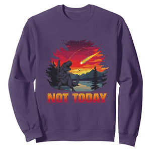 Funny Dinosaur Baseball Meteorite Sweatshirt Not Today TS12 Purple Print Your Wear