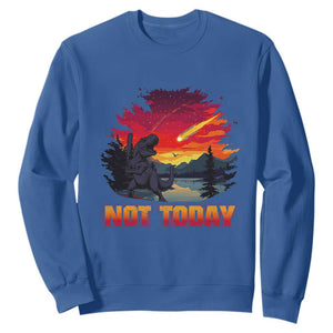 Funny Dinosaur Baseball Meteorite Sweatshirt Not Today TS12 Royal Blue Print Your Wear