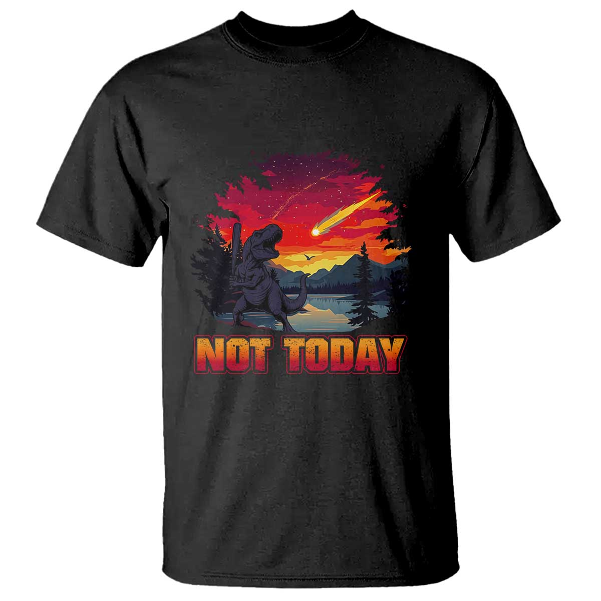 Funny Dinosaur Baseball Meteorite T Shirt Not Today TS12 Black Print Your Wear