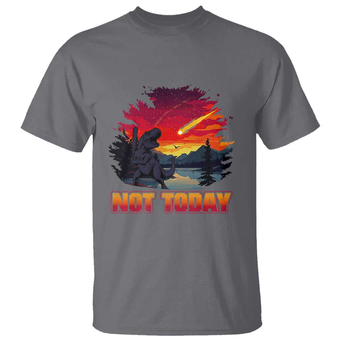 Funny Dinosaur Baseball Meteorite T Shirt Not Today TS12 Charcoal Print Your Wear