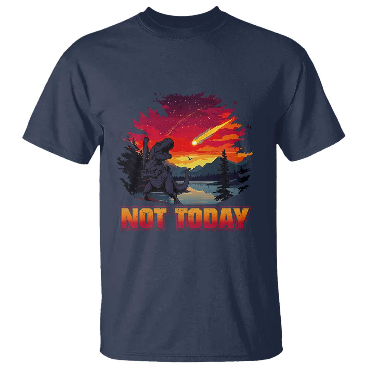 Funny Dinosaur Baseball Meteorite T Shirt Not Today TS12 Navy Print Your Wear
