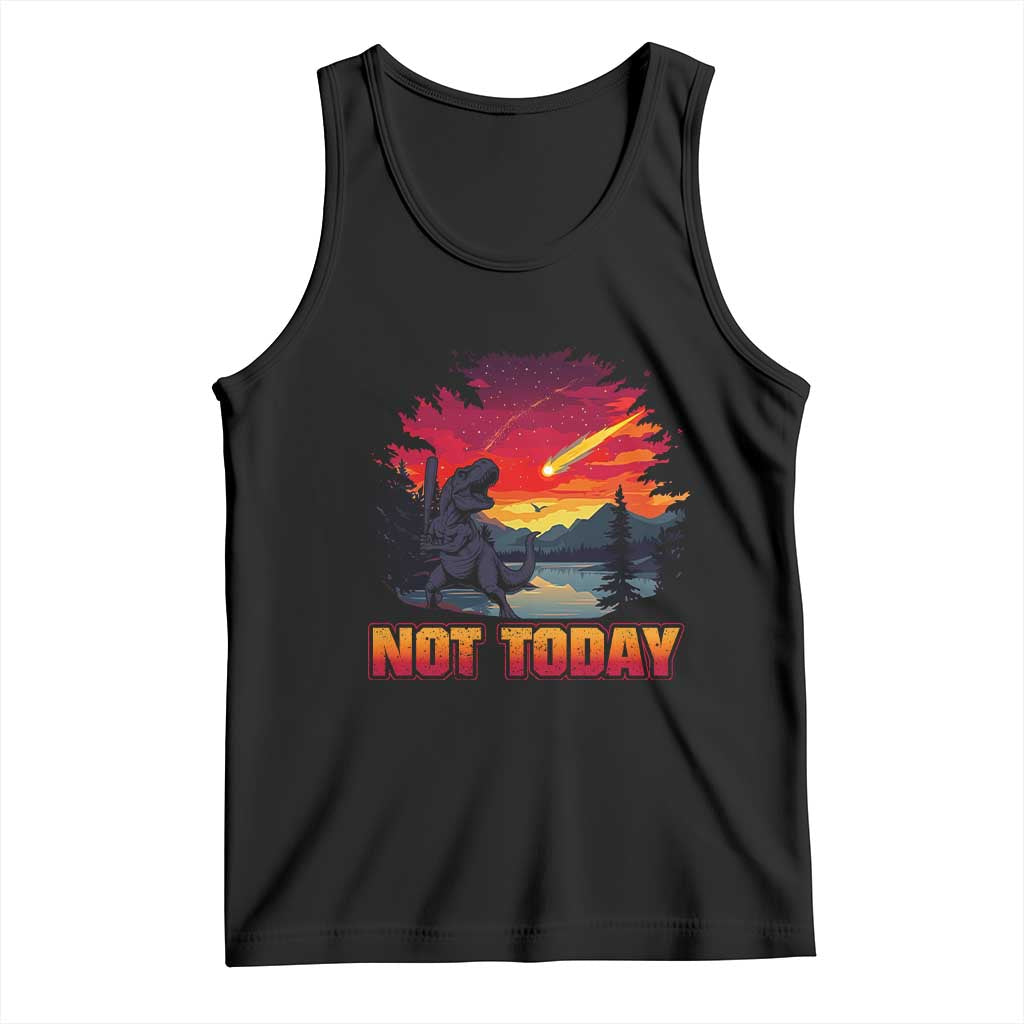 Funny Dinosaur Baseball Meteorite Tank Top Not Today TS12 Black Print Your Wear