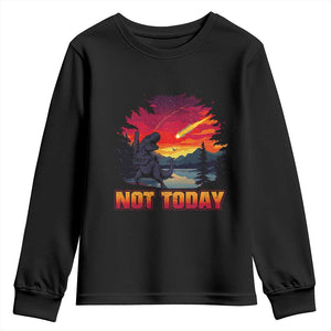 Funny Dinosaur Baseball Meteorite Youth Sweatshirt Not Today TS12 Black Print Your Wear