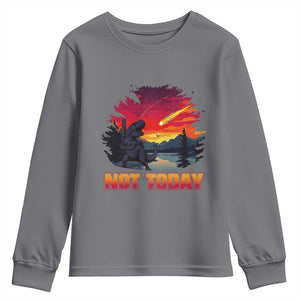 Funny Dinosaur Baseball Meteorite Youth Sweatshirt Not Today TS12 Charcoal Print Your Wear