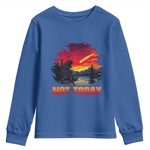 Funny Dinosaur Baseball Meteorite Youth Sweatshirt Not Today TS12 Royal Blue Print Your Wear