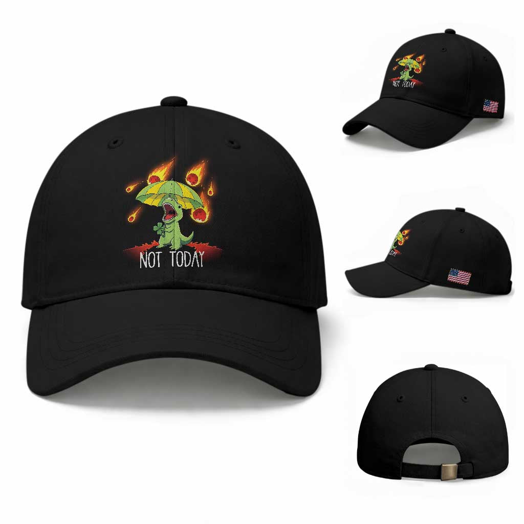 Dinosaur Meteor Shower Astronomy Humor Baseball Cap Not Today TS12 Baseball Cap Universal Fit Black Print Your Wear