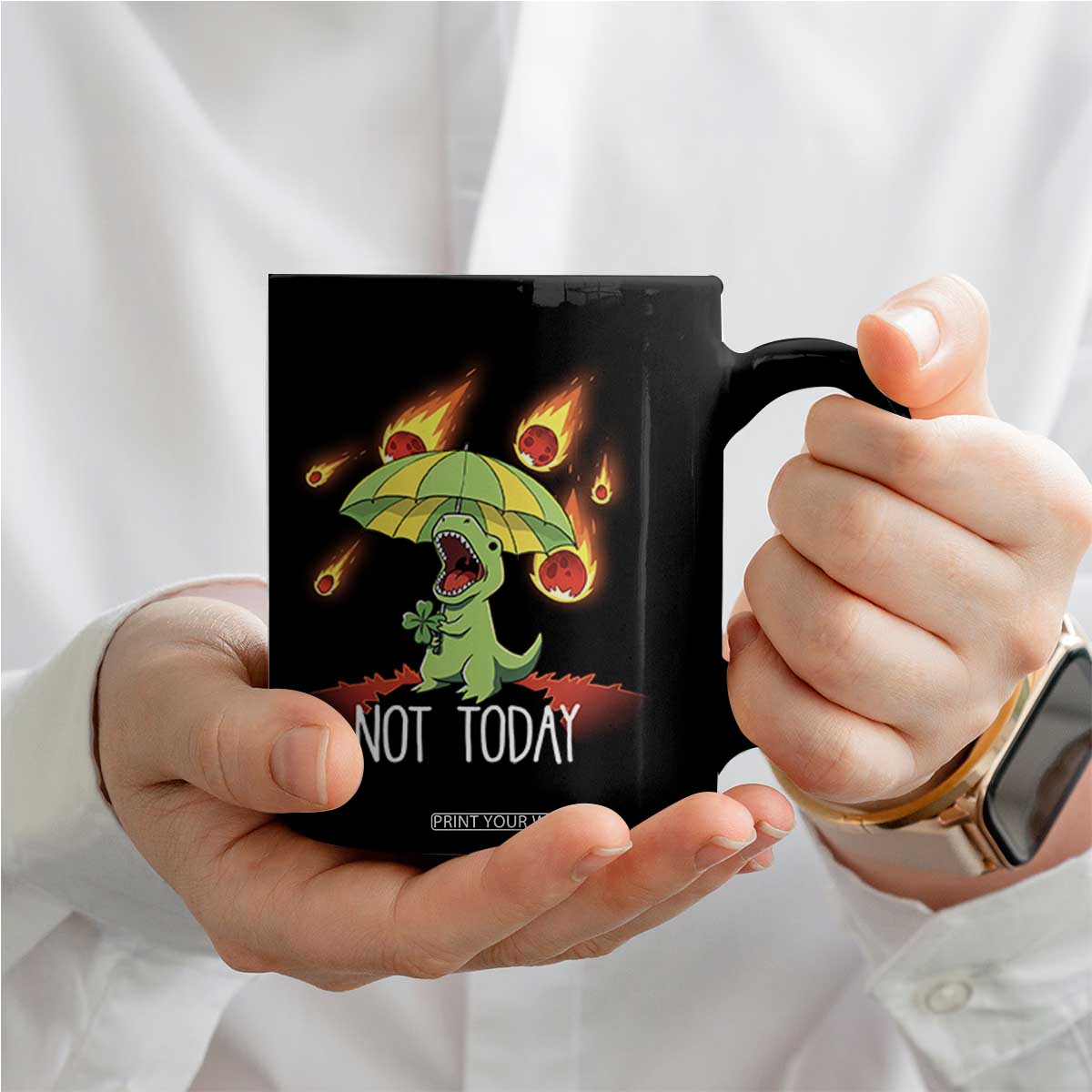 Dinosaur Meteor Shower Astronomy Humor Coffee Mug Not Today TS12 Print Your Wear