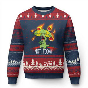 Dinosaur Meteor Shower Astronomy Humor Ugly Christmas Sweater Not Today TS12 Navy Red Print Your Wear