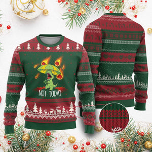 Dinosaur Meteor Shower Astronomy Humor Ugly Christmas Sweater Not Today TS12 Red Green Print Your Wear