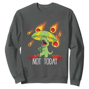 Dinosaur Meteor Shower Astronomy Humor Sweatshirt Not Today TS12 Dark Heather Print Your Wear