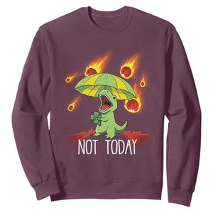 Dinosaur Meteor Shower Astronomy Humor Sweatshirt Not Today TS12 Maroon Print Your Wear