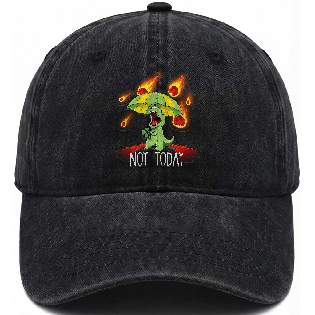 Dinosaur Meteor Shower Astronomy Humor Washed Cotton Baseball Cap Not Today TS12 Print Your Wear