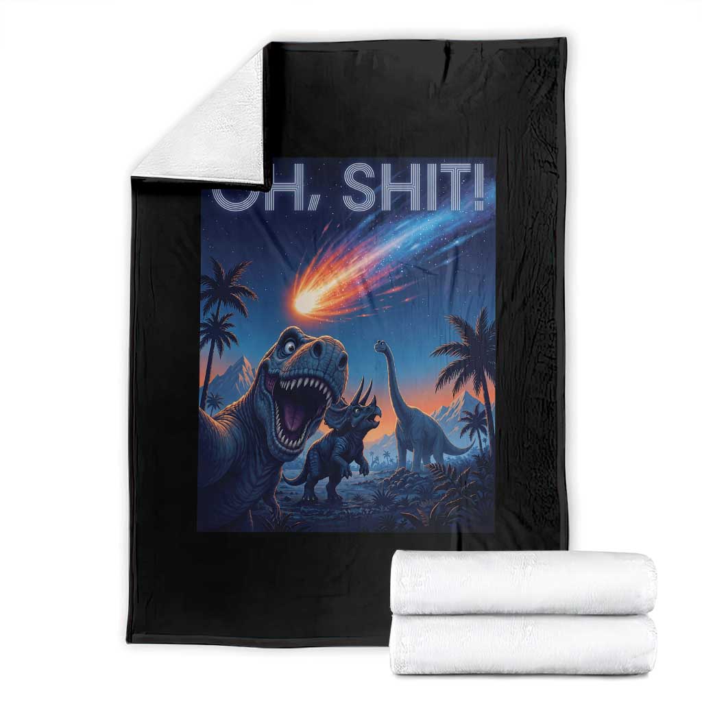 Funny Dinosaur Meteorite Throw Blanket Astronomy Lover Gift TS12 Black Print Your Wear