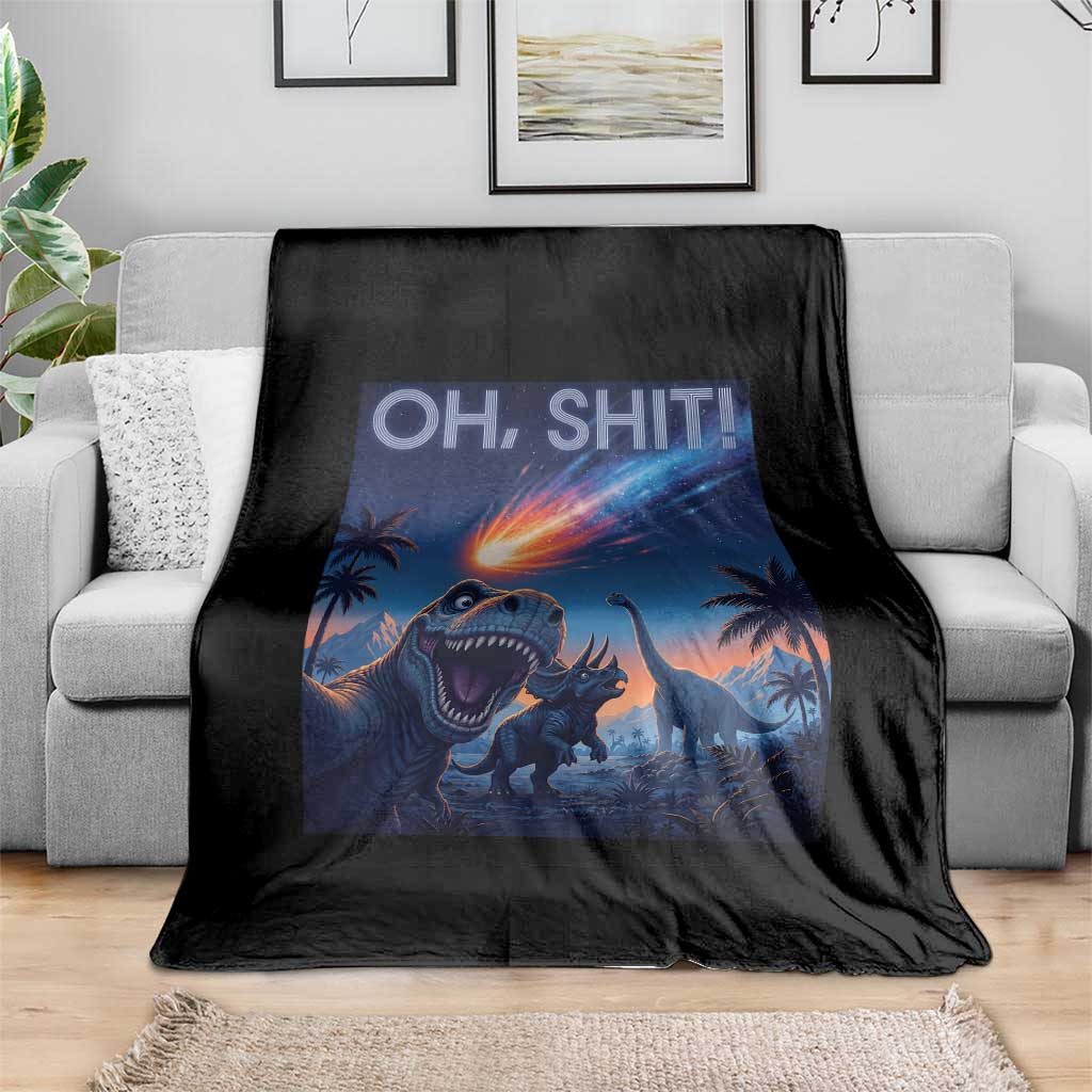 Funny Dinosaur Meteorite Throw Blanket Astronomy Lover Gift TS12 Print Your Wear