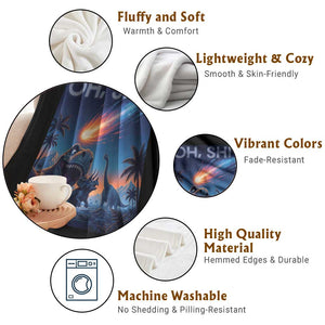 Funny Dinosaur Meteorite Throw Blanket Astronomy Lover Gift TS12 Print Your Wear