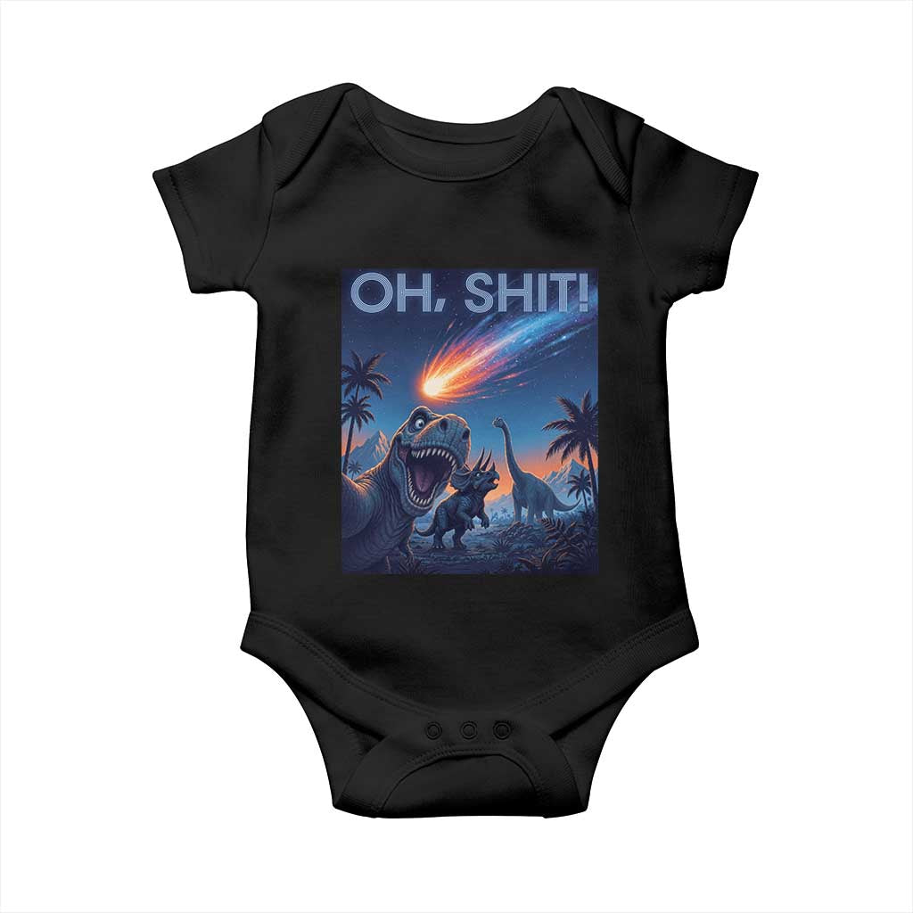 Funny Dinosaur Meteorite Baby Onesie Astronomy Lover Gift TS12 Black Print Your Wear