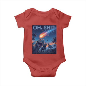 Funny Dinosaur Meteorite Baby Onesie Astronomy Lover Gift TS12 Red Print Your Wear
