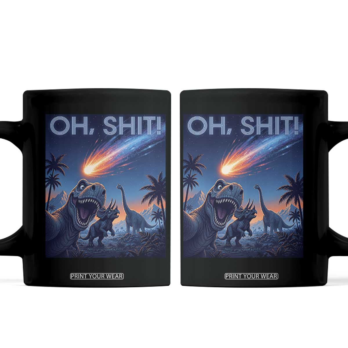 Funny Dinosaur Meteorite Coffee Mug Astronomy Lover Gift TS12 Black Print Your Wear