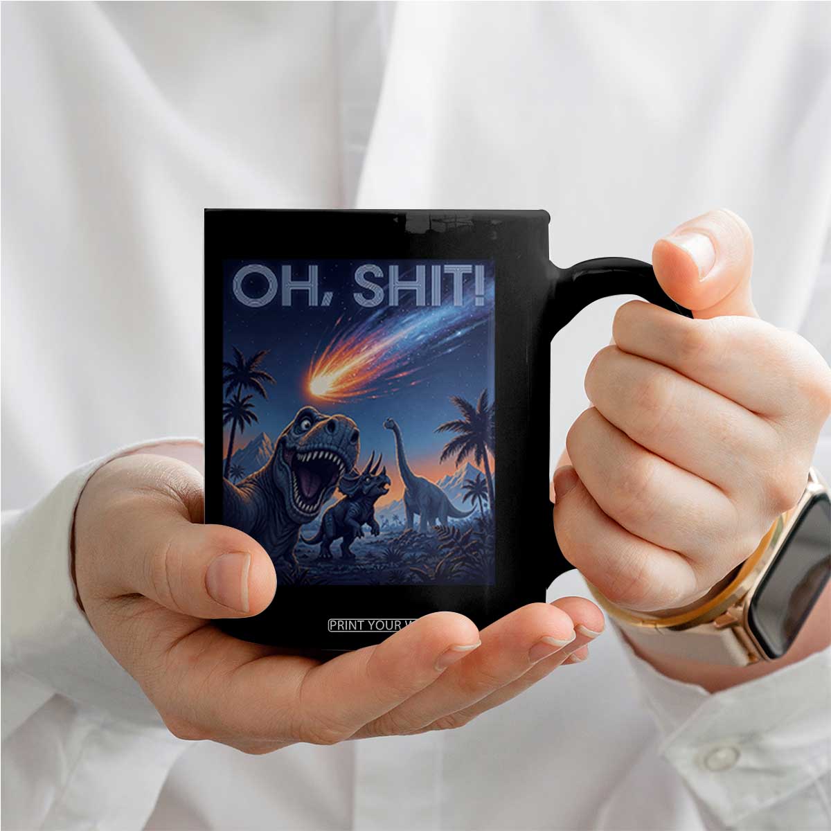 Funny Dinosaur Meteorite Coffee Mug Astronomy Lover Gift TS12 Print Your Wear