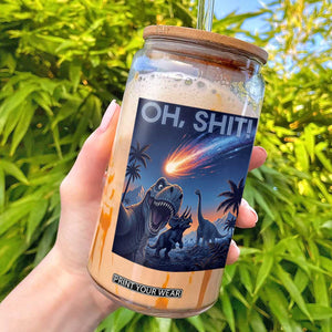 Funny Dinosaur Meteorite Glass Can Astronomy Lover Gift TS12 Black Print Your Wear