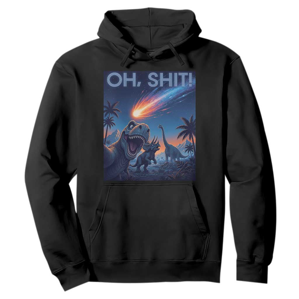 Funny Dinosaur Meteorite Hoodie Astronomy Lover Gift TS12 Black Print Your Wear