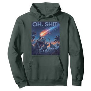 Funny Dinosaur Meteorite Hoodie Astronomy Lover Gift TS12 Dark Forest Green Print Your Wear