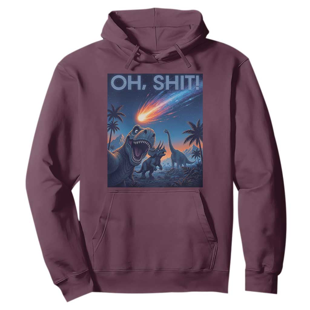 Funny Dinosaur Meteorite Hoodie Astronomy Lover Gift TS12 Maroon Print Your Wear