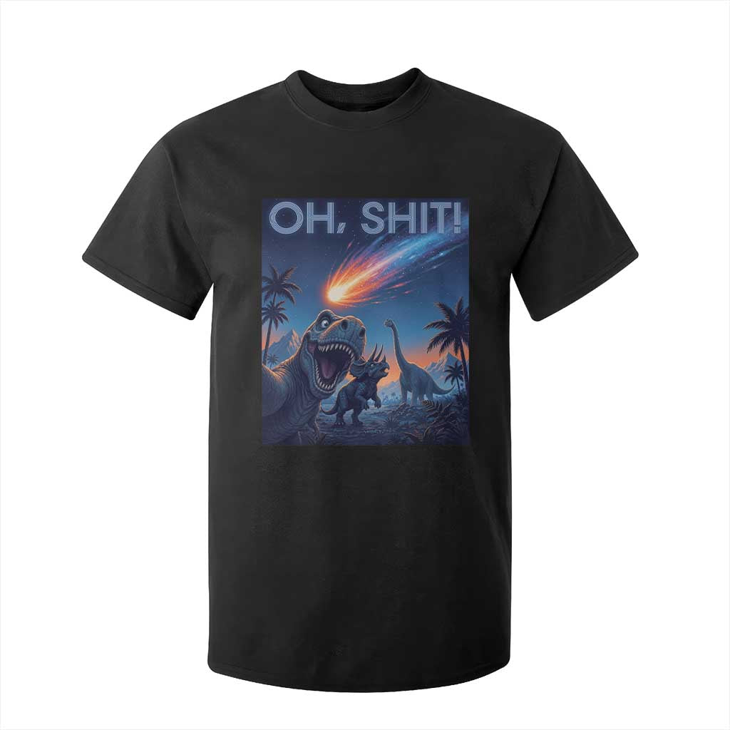 Funny Dinosaur Meteorite T Shirt For Kid Astronomy Lover Gift TS12 Black Print Your Wear