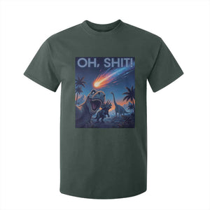 Funny Dinosaur Meteorite T Shirt For Kid Astronomy Lover Gift TS12 Dark Forest Green Print Your Wear