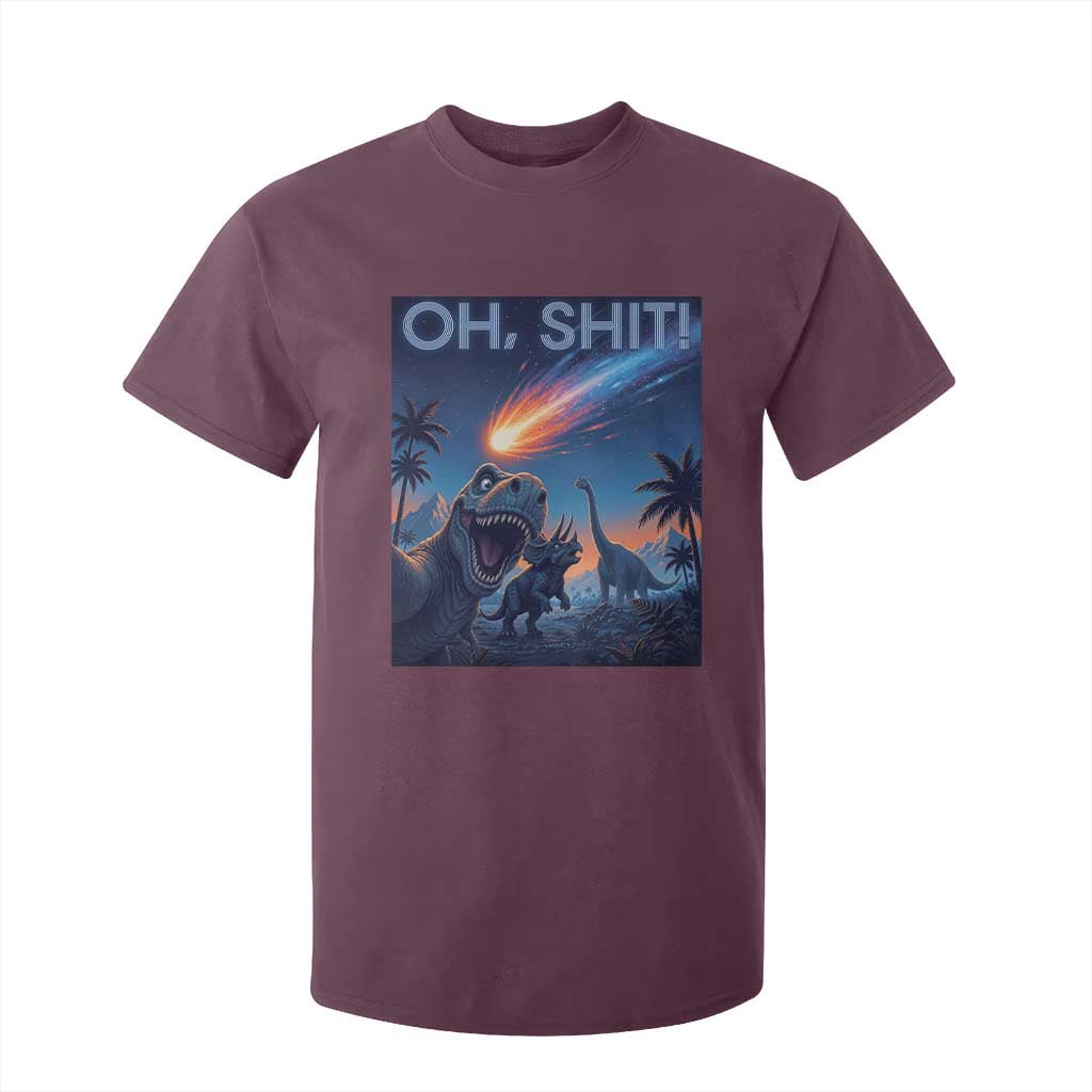 Funny Dinosaur Meteorite T Shirt For Kid Astronomy Lover Gift TS12 Maroon Print Your Wear