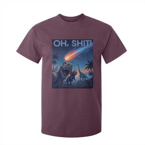 Funny Dinosaur Meteorite T Shirt For Kid Astronomy Lover Gift TS12 Maroon Print Your Wear