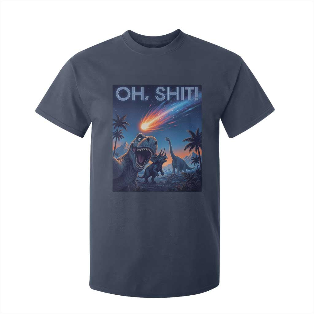 Funny Dinosaur Meteorite T Shirt For Kid Astronomy Lover Gift TS12 Navy Print Your Wear