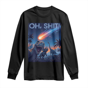 Funny Dinosaur Meteorite Long Sleeve Shirt Astronomy Lover Gift TS12 Black Print Your Wear