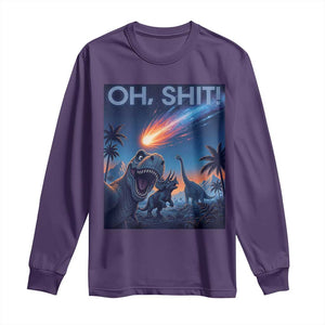 Funny Dinosaur Meteorite Long Sleeve Shirt Astronomy Lover Gift TS12 Purple Print Your Wear