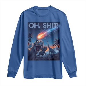 Funny Dinosaur Meteorite Long Sleeve Shirt Astronomy Lover Gift TS12 Royal Blue Print Your Wear