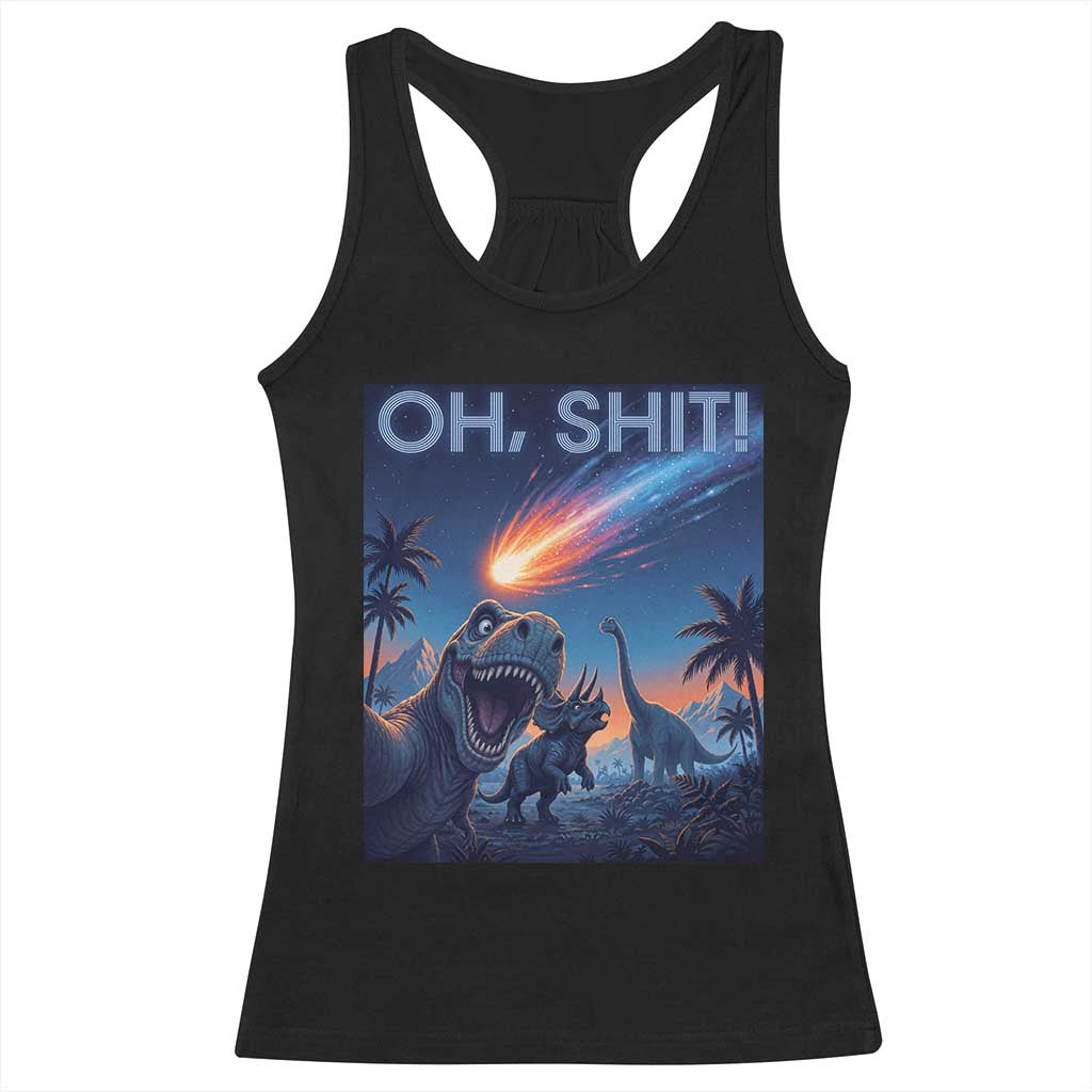 Funny Dinosaur Meteorite Racerback Tank Top Astronomy Lover Gift TS12 Black Print Your Wear