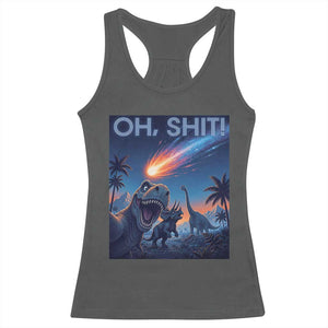 Funny Dinosaur Meteorite Racerback Tank Top Astronomy Lover Gift TS12 Dark Heather Print Your Wear