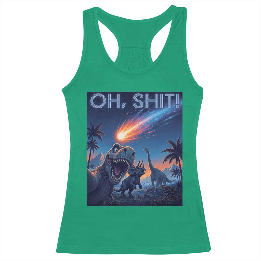 Funny Dinosaur Meteorite Racerback Tank Top Astronomy Lover Gift TS12 Irish Green Print Your Wear