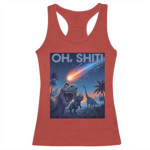 Funny Dinosaur Meteorite Racerback Tank Top Astronomy Lover Gift TS12 Red Print Your Wear