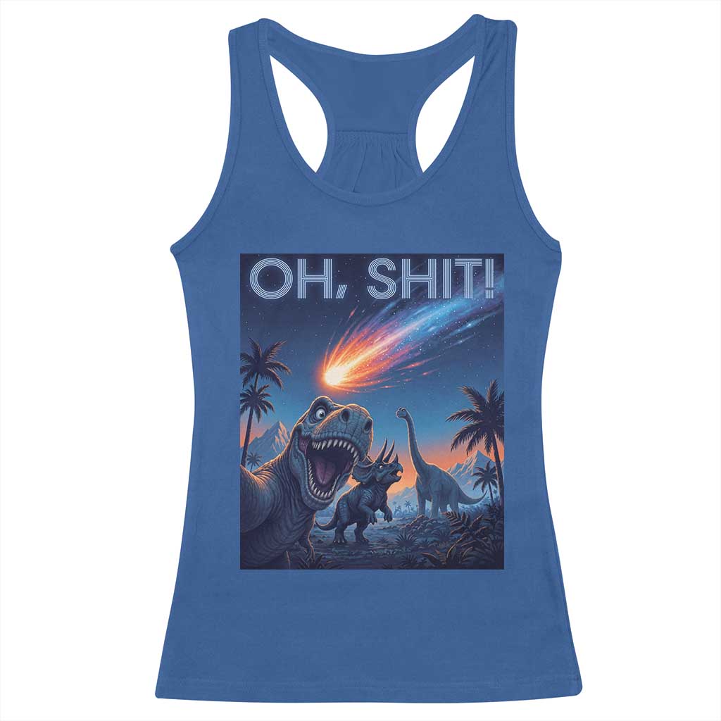 Funny Dinosaur Meteorite Racerback Tank Top Astronomy Lover Gift TS12 Royal Blue Print Your Wear